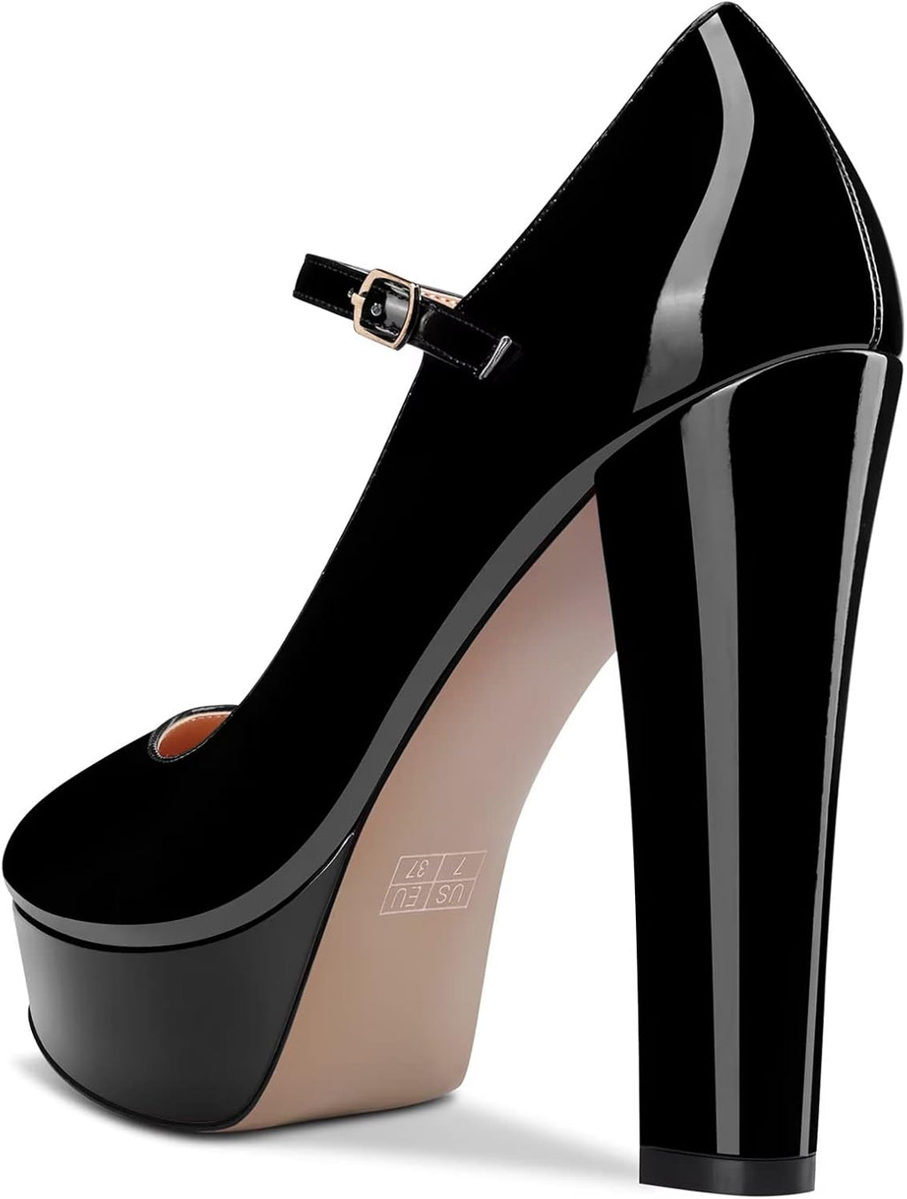 CASTAMERE Women Chunky Block High Platform Heel Round Toe Ankle Strap Mary Jane Buckle Wedding Dress Shoes