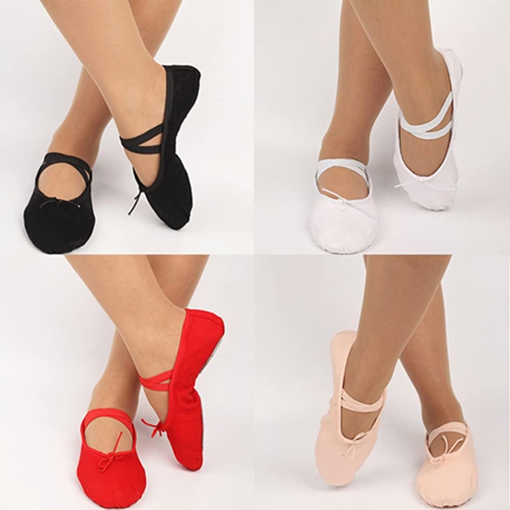 tinysiry Ballet Shoes with Ribbons, Soft Comfortable Cotton Insole Ballet Dance Shoes, Dancing Shoes for Yoga White 33, White, 33