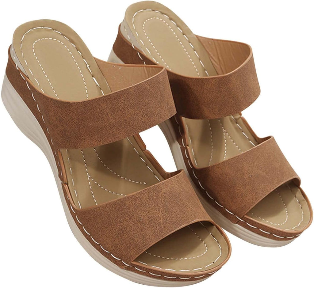 Sandals Womens Wedge Shoes Summer Open Toe Platform Sandals Comfortable Orthotic Sandals Arch Support Walking Shoes