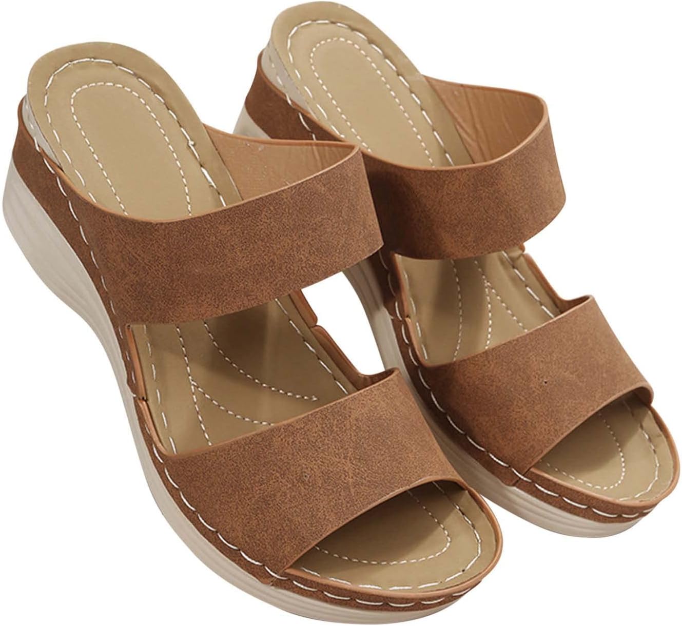 Sandals Womens Wedge Shoes Summer Open Toe Platform Sandals Comfortable Orthotic Sandals Arch Support Walking Shoes