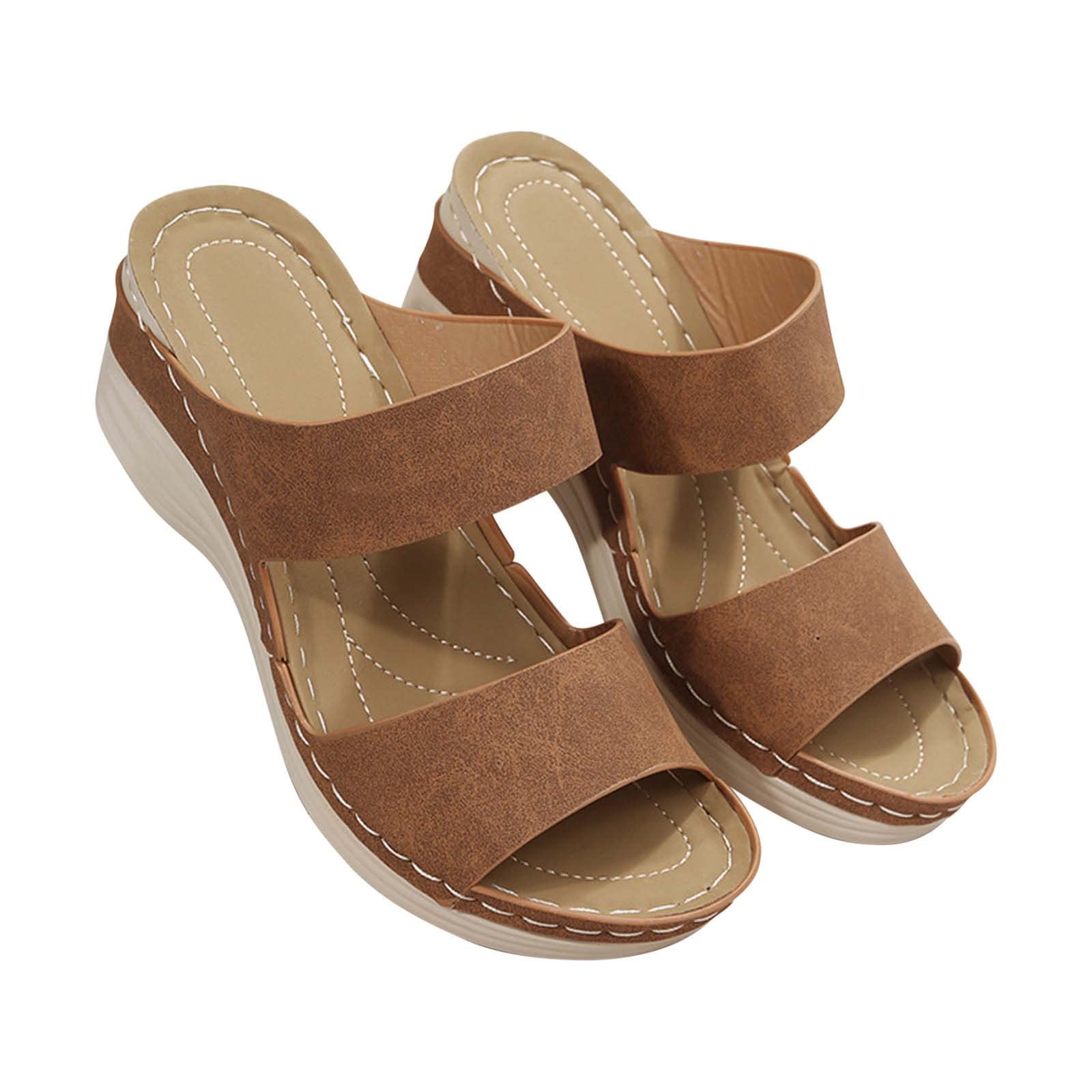 Sandals Womens Wedge Shoes Summer Open Toe Platform Sandals Comfortable Orthotic Sandals Arch Support Walking Shoes
