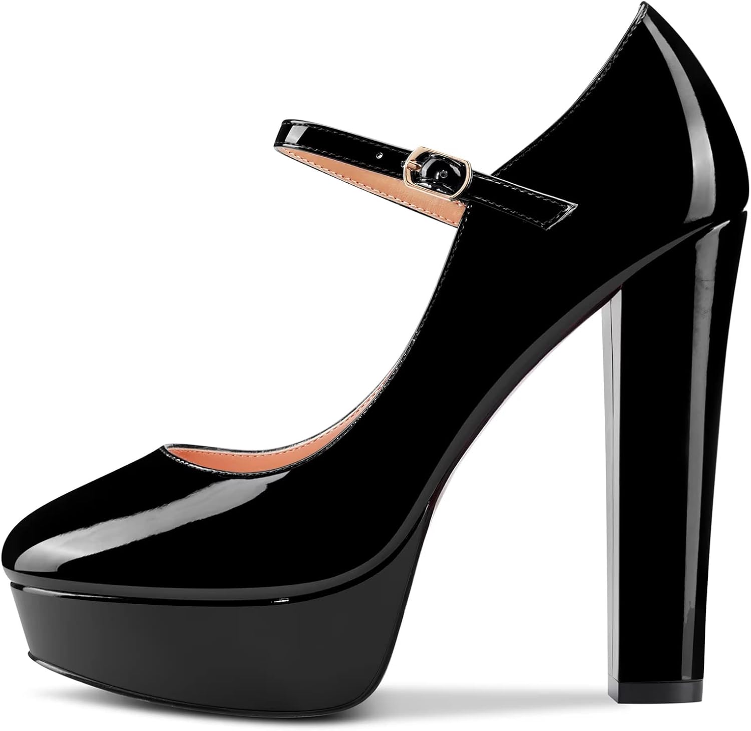 CASTAMERE Women Chunky Block High Platform Heel Round Toe Ankle Strap Mary Jane Buckle Wedding Dress Shoes
