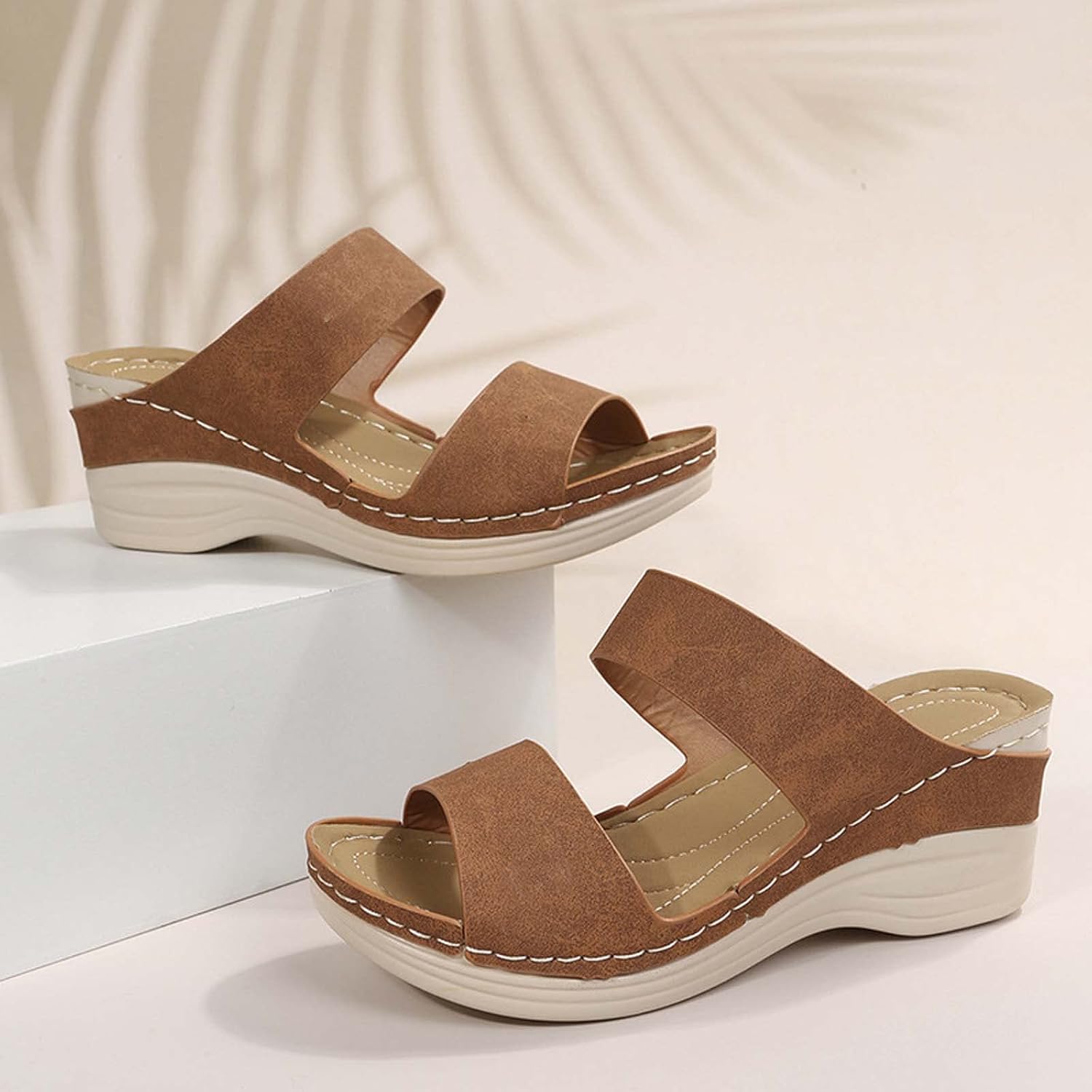Sandals Womens Wedge Shoes Summer Open Toe Platform Sandals Comfortable Orthotic Sandals Arch Support Walking Shoes