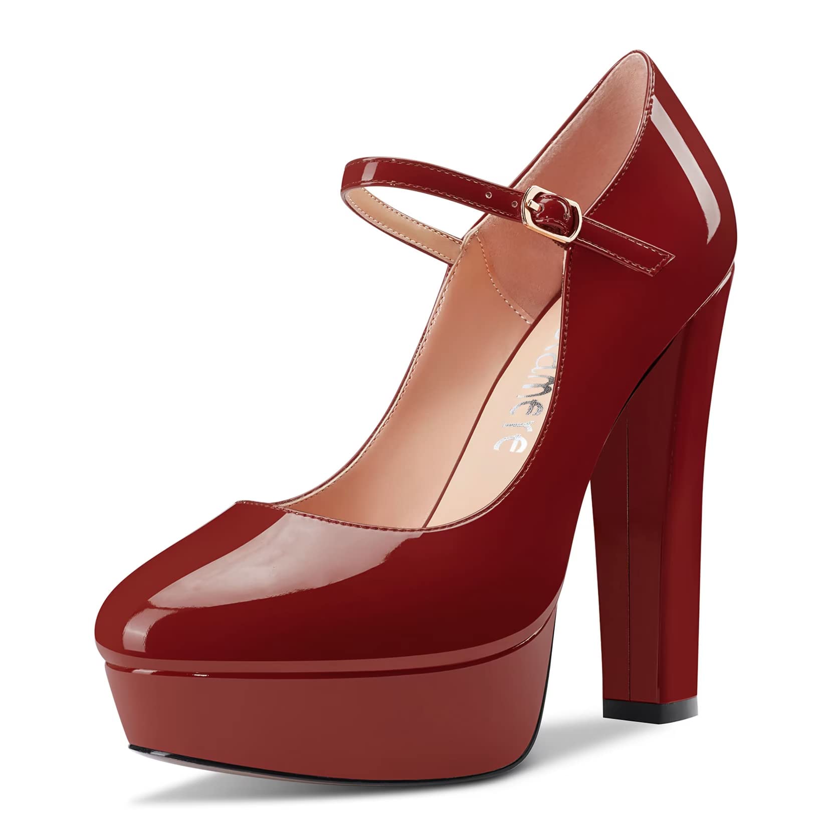 CASTAMERE Women Chunky Block High Platform Heel Round Toe Ankle Strap Mary Jane Buckle Wedding Dress Shoes