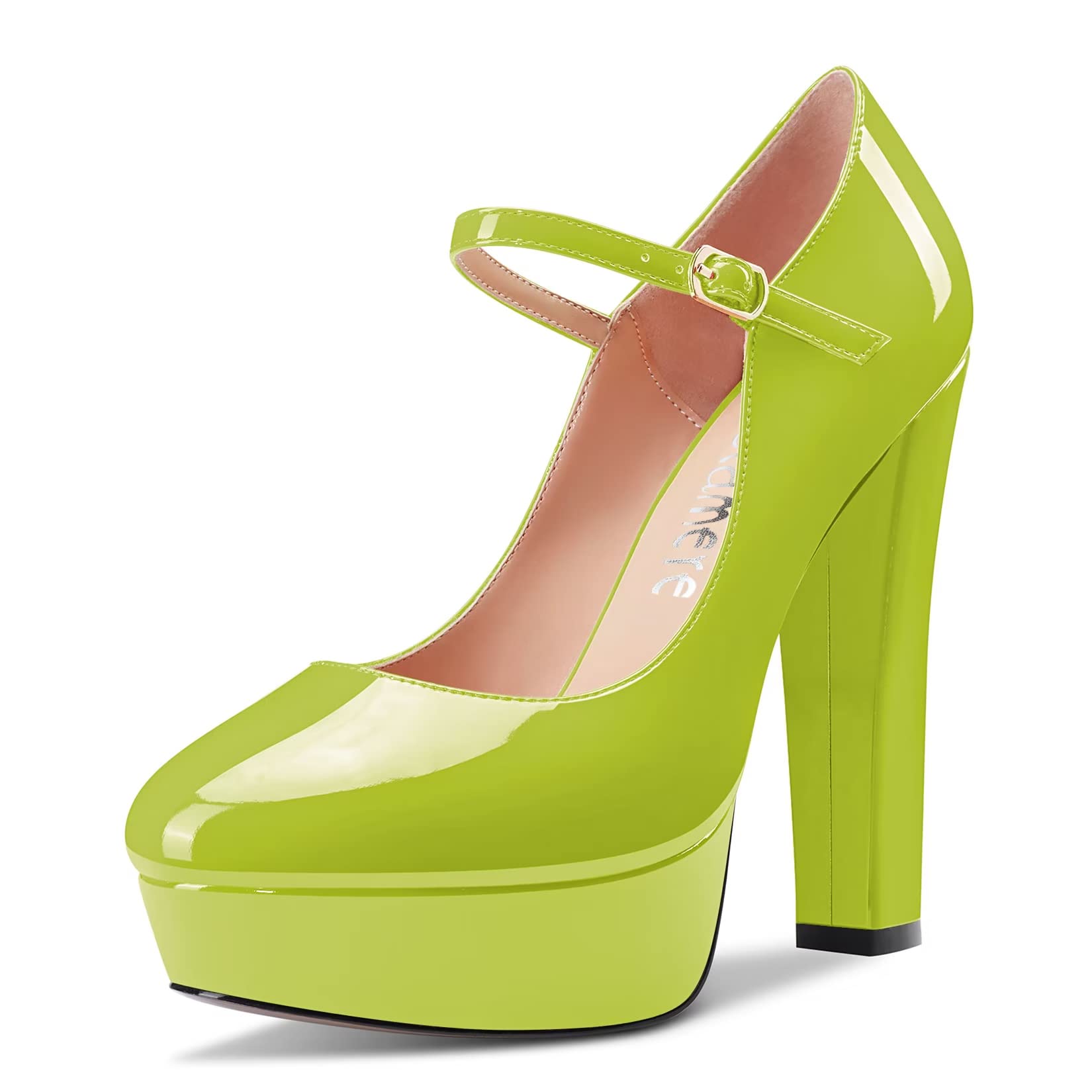 CASTAMERE Women Chunky Block High Platform Heel Round Toe Ankle Strap Mary Jane Buckle Wedding Dress Shoes