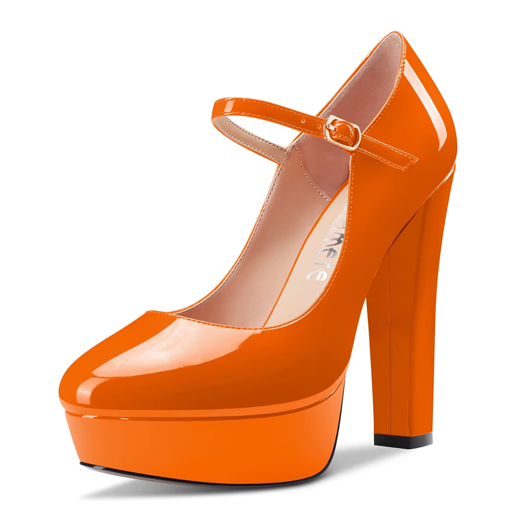 CASTAMERE Women Chunky Block High Platform Heel Round Toe Ankle Strap Mary Jane Buckle Wedding Dress Shoes