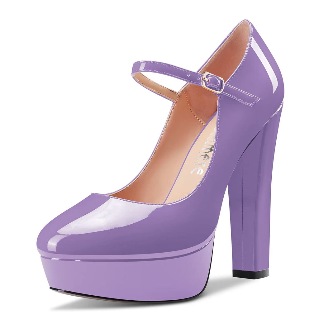 CASTAMERE Women Chunky Block High Platform Heel Round Toe Ankle Strap Mary Jane Buckle Wedding Dress Shoes