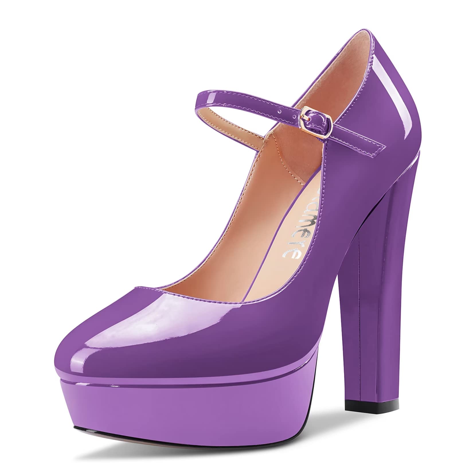 CASTAMERE Women Chunky Block High Platform Heel Round Toe Ankle Strap Mary Jane Buckle Wedding Dress Shoes