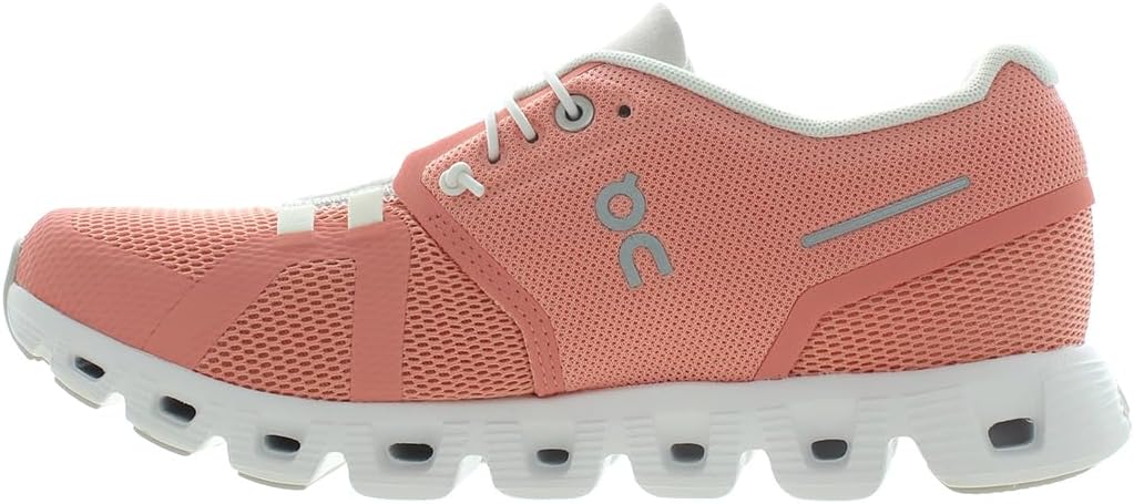 On Women's Cloud 5 Terry Sneakers, Flamingo/Pearl-flamingo/Peach, 8.5