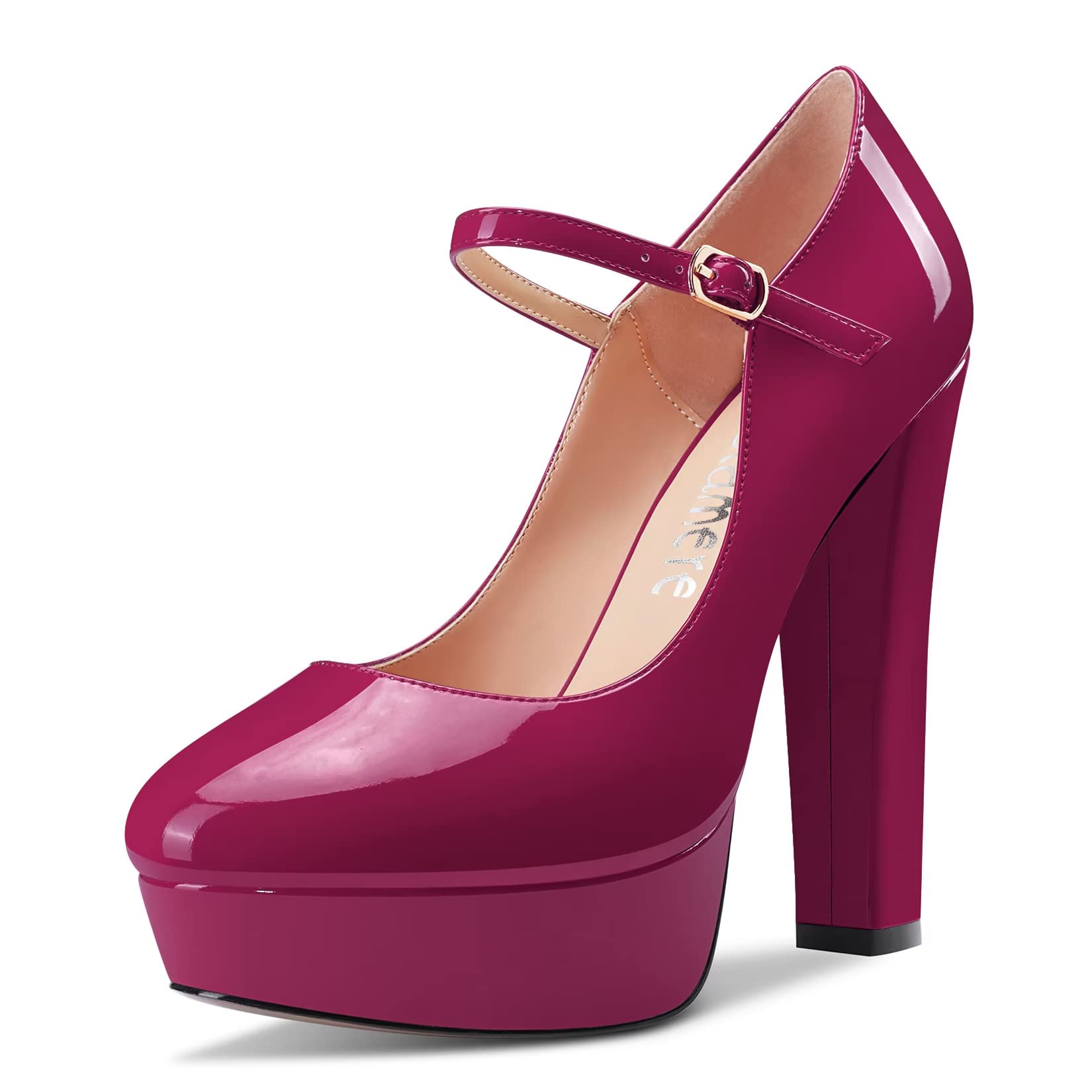 CASTAMERE Women Chunky Block High Platform Heel Round Toe Ankle Strap Mary Jane Buckle Wedding Dress Shoes