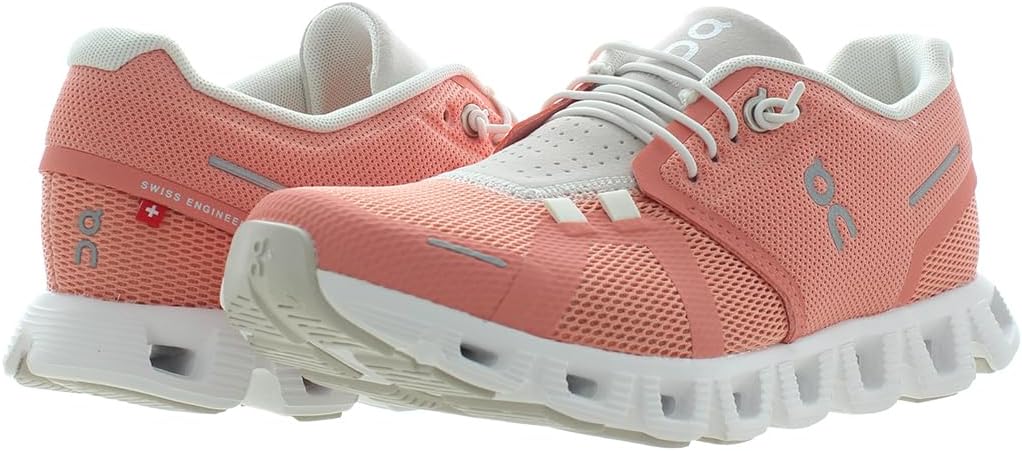 On Women's Cloud 5 Terry Sneakers, Flamingo/Pearl-flamingo/Peach, 8.5