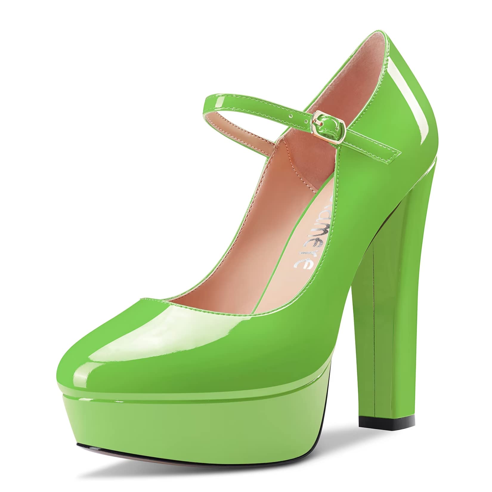 CASTAMERE Women Chunky Block High Platform Heel Round Toe Ankle Strap Mary Jane Buckle Wedding Dress Shoes