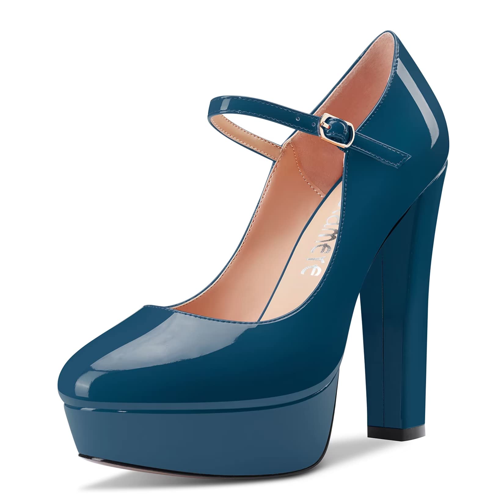 CASTAMERE Women Chunky Block High Platform Heel Round Toe Ankle Strap Mary Jane Buckle Wedding Dress Shoes