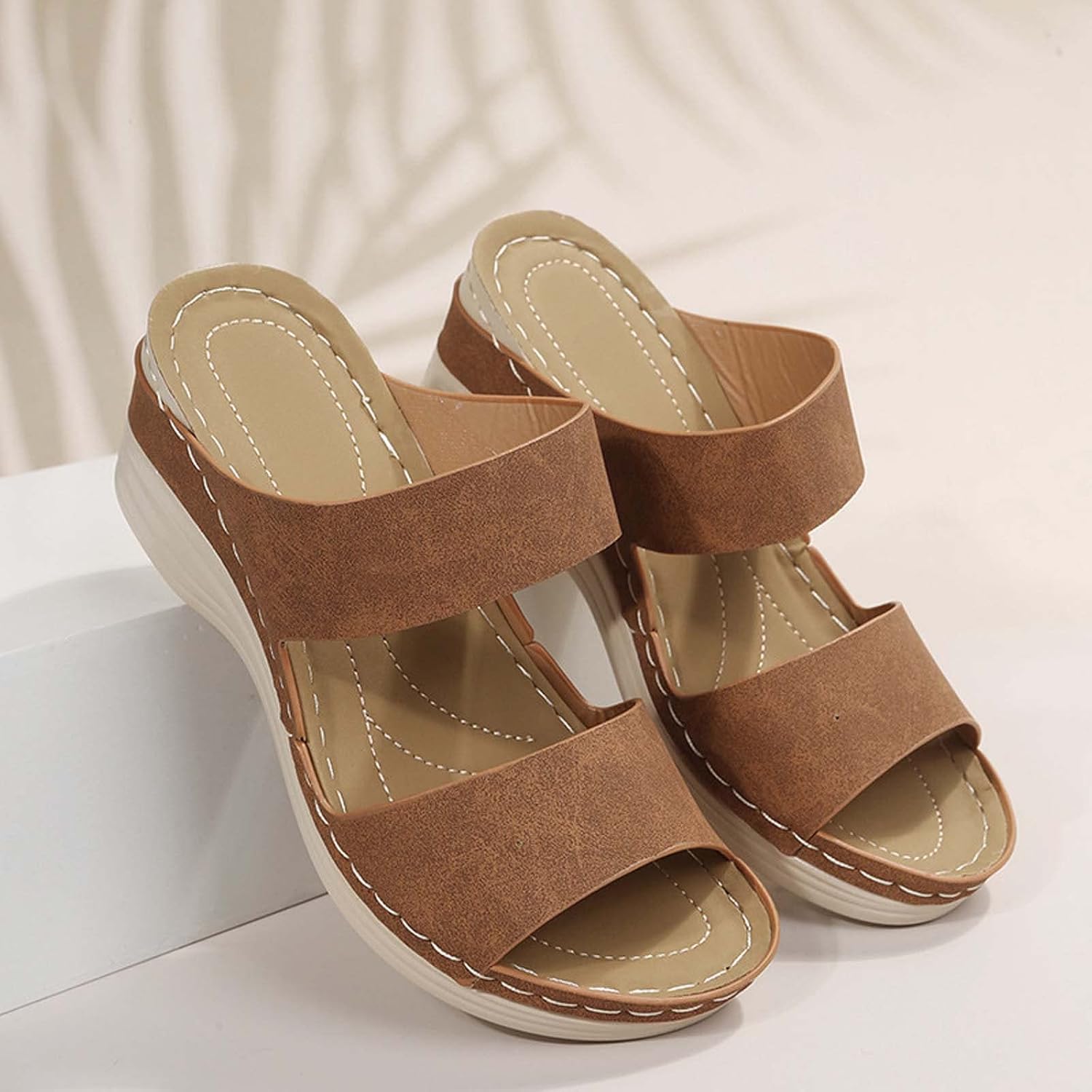 Sandals Womens Wedge Shoes Summer Open Toe Platform Sandals Comfortable Orthotic Sandals Arch Support Walking Shoes