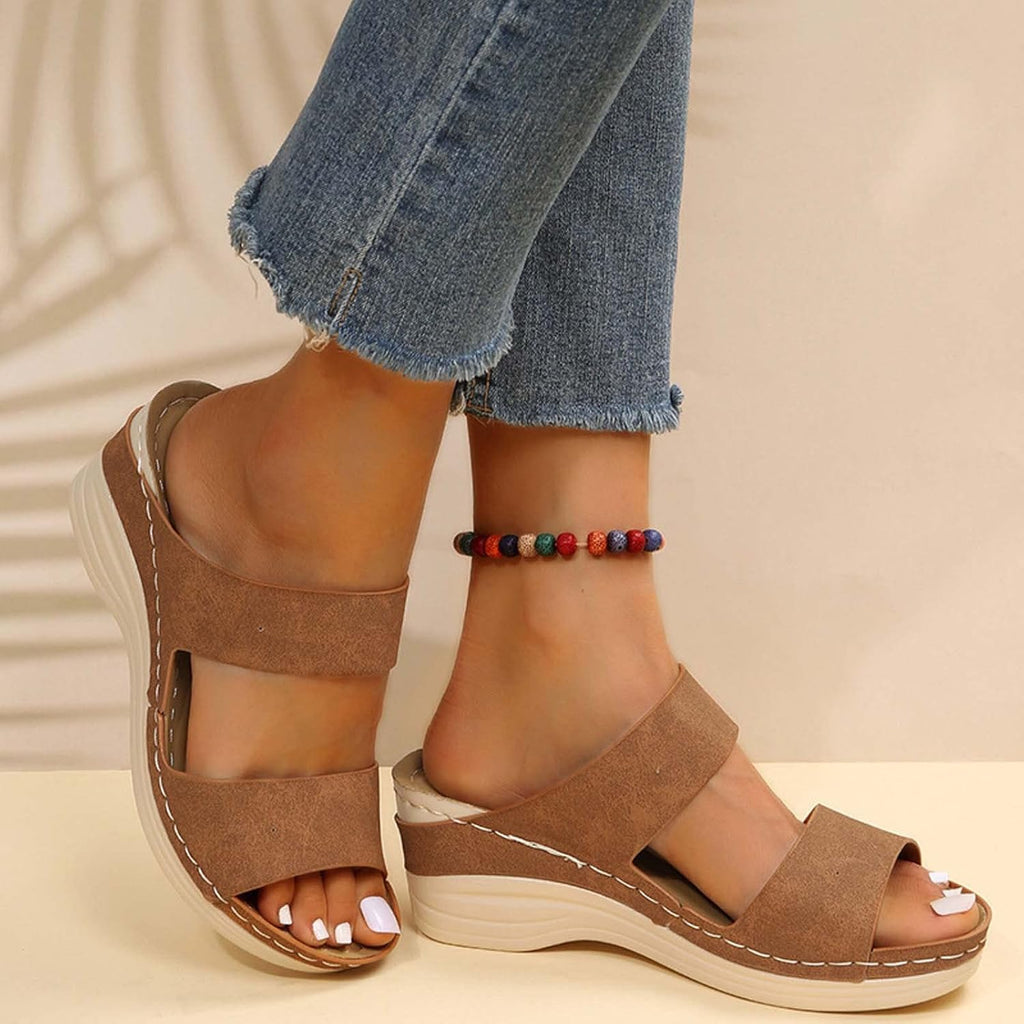 Sandals Womens Wedge Shoes Summer Open Toe Platform Sandals Comfortable Orthotic Sandals Arch Support Walking Shoes